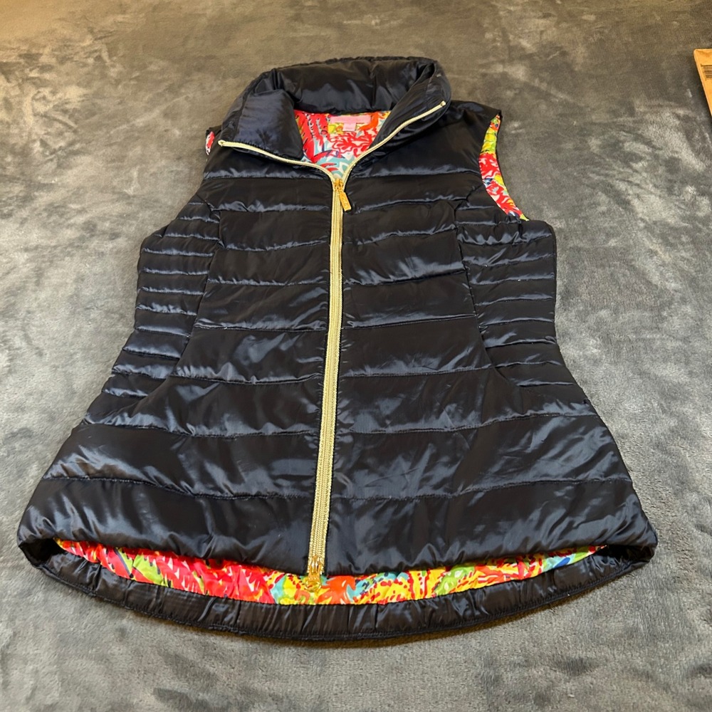 Lilly Pulitzer Packable Vest Full Zip Sleeveless Colorful Print‎ Womens Small